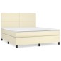 vidaXL Cama box spring con colchón cuero sintético crema 180x200 cm vidaXL Cama box spring con colchón cuero sintético crema 180x200 cm