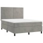 vidaXL Cama box spring con colchón terciopelo gris claro 140x200 cm vidaXL Cama box spring con colchón terciopelo gris claro 140x200 cm