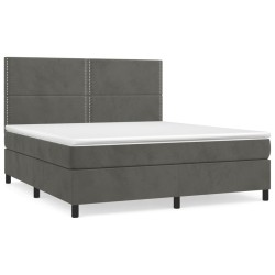vidaXL Cama box spring con colchón terciopelo gris oscuro 180x200 cm