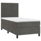 vidaXL Cama box spring con colchón terciopelo gris oscuro 100x200 cm vidaXL Cama box spring con colchón terciopelo gris oscuro 100x200 cm