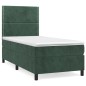 vidaXL Cama box spring con colchón terciopelo verde oscuro 100x200 cm vidaXL Cama box spring con colchón terciopelo verde oscuro 100x200 cm