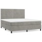 vidaXL Cama box spring con colchón terciopelo gris claro 160x200 cm vidaXL Cama box spring con colchón terciopelo gris claro 160x200 cm