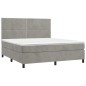 vidaXL Cama box spring con colchón terciopelo gris claro 160x200 cm vidaXL Cama box spring con colchón terciopelo gris claro 160x200 cm
