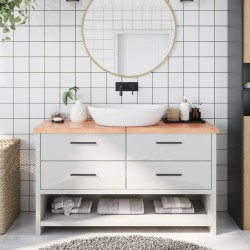 vidaXL Encimera baño madera maciza tratada marrón claro 140x40x(2-4)cm