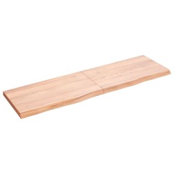 vidaXL Encimera baño madera maciza tratada marrón claro 140x40x(2-4)cm