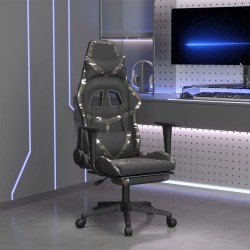 vidaXL Silla gaming con reposapiés cuero sintético negro camuflaje