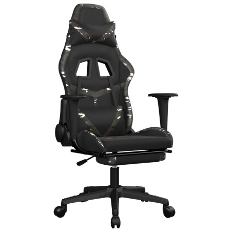 vidaXL Silla gaming con reposapiés cuero sintético negro camuflaje