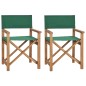 vidaXL Sillas de director 2 uds madera maciza de teca verde vidaXL Sillas de director 2 uds madera maciza de teca verde