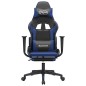 vidaXL Silla gaming con reposapiés cuero sintético negro azul vidaXL Silla gaming con reposapiés cuero sintético negro azul