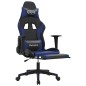 vidaXL Silla gaming con reposapiés cuero sintético negro azul vidaXL Silla gaming con reposapiés cuero sintético negro azul