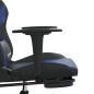vidaXL Silla gaming con reposapiés cuero sintético negro azul vidaXL Silla gaming con reposapiés cuero sintético negro azul