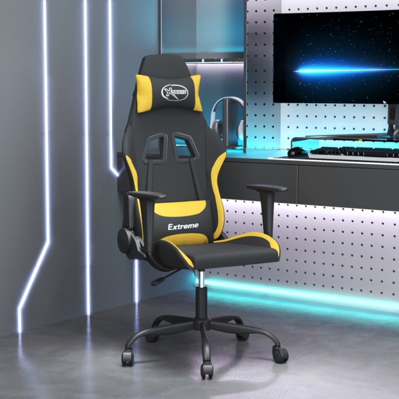 vidaXL Silla gaming tela amarillo y negro vidaXL Silla gaming tela amarillo y negro