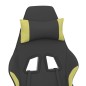 vidaXL Silla gaming con reposapiés tela verde claro y negro vidaXL Silla gaming con reposapiés tela verde claro y negro