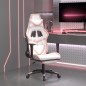 vidaXL Silla gaming con reposapiés cuero sintético blanco y rosa vidaXL Silla gaming con reposapiés cuero sintético blanco y rosa