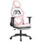 vidaXL Silla gaming con reposapiés cuero sintético blanco y rosa vidaXL Silla gaming con reposapiés cuero sintético blanco y rosa