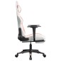 vidaXL Silla gaming con reposapiés cuero sintético blanco y rosa vidaXL Silla gaming con reposapiés cuero sintético blanco y rosa