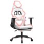 vidaXL Silla gaming con reposapiés cuero sintético blanco y rosa vidaXL Silla gaming con reposapiés cuero sintético blanco y rosa