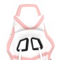 vidaXL Silla gaming con reposapiés cuero sintético blanco y rosa vidaXL Silla gaming con reposapiés cuero sintético blanco y rosa