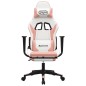 vidaXL Silla gaming con reposapiés cuero sintético blanco y rosa vidaXL Silla gaming con reposapiés cuero sintético blanco y rosa