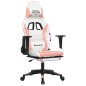 vidaXL Silla gaming con reposapiés cuero sintético blanco y rosa vidaXL Silla gaming con reposapiés cuero sintético blanco y rosa