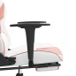 vidaXL Silla gaming con reposapiés cuero sintético blanco y rosa vidaXL Silla gaming con reposapiés cuero sintético blanco y rosa