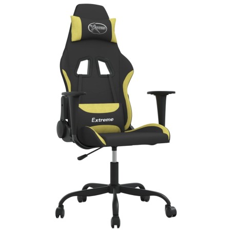 vidaXL Silla gaming tela verde claro y negro