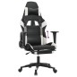 vidaXL Silla gaming con reposapiés cuero sintético negro blanco vidaXL Silla gaming con reposapiés cuero sintético negro blanco