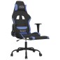 vidaXL Silla gaming con reposapiés tela negro y azul vidaXL Silla gaming con reposapiés tela negro y azul