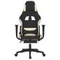 vidaXL Silla gaming con reposapiés tela crema y negro vidaXL Silla gaming con reposapiés tela crema y negro