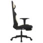 vidaXL Silla gaming con reposapiés tela crema y negro vidaXL Silla gaming con reposapiés tela crema y negro