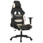 vidaXL Silla gaming con reposapiés tela crema y negro vidaXL Silla gaming con reposapiés tela crema y negro
