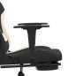 vidaXL Silla gaming con reposapiés tela crema y negro vidaXL Silla gaming con reposapiés tela crema y negro