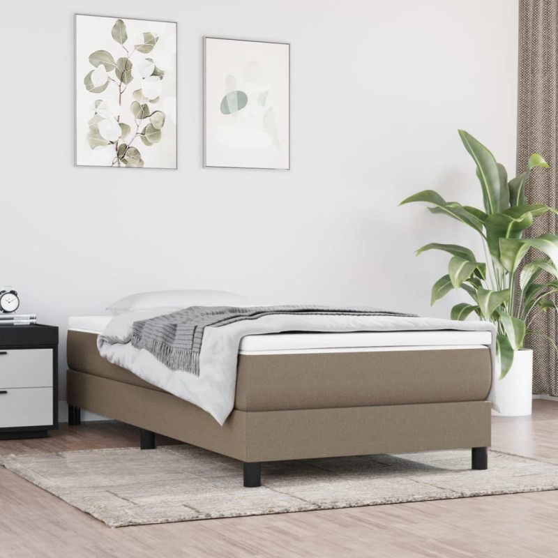 vidaXL Cama box spring con colchón tela gris taupe 100x200 cm vidaXL Cama box spring con colchón tela gris taupe 100x200 cm
