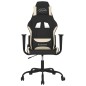 vidaXL Silla gaming con reposapiés tela crema y negro vidaXL Silla gaming con reposapiés tela crema y negro