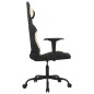 vidaXL Silla gaming con reposapiés tela crema y negro vidaXL Silla gaming con reposapiés tela crema y negro