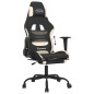 vidaXL Silla gaming con reposapiés tela crema y negro vidaXL Silla gaming con reposapiés tela crema y negro