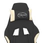 vidaXL Silla gaming con reposapiés tela crema y negro vidaXL Silla gaming con reposapiés tela crema y negro