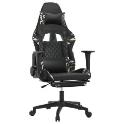 vidaXL Silla gaming con reposapiés cuero sintético negro camuflaje