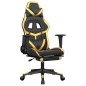 vidaXL Silla gaming con reposapiés cuero sintético negro dorado vidaXL Silla gaming con reposapiés cuero sintético negro dorado