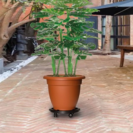 vidaXL Soporte con ruedas para plantas 3 uds negro diámetro 30cm 170kg