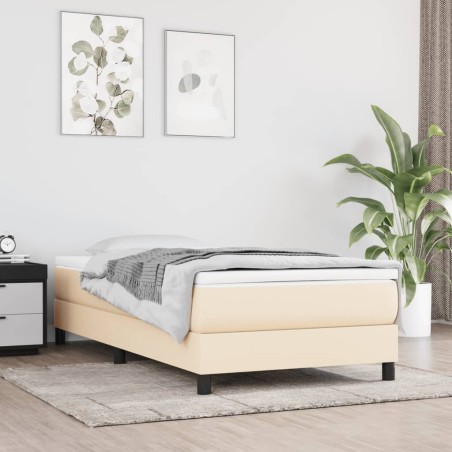 vidaXL Cama box spring con colchón tela color crema 80x200 cm