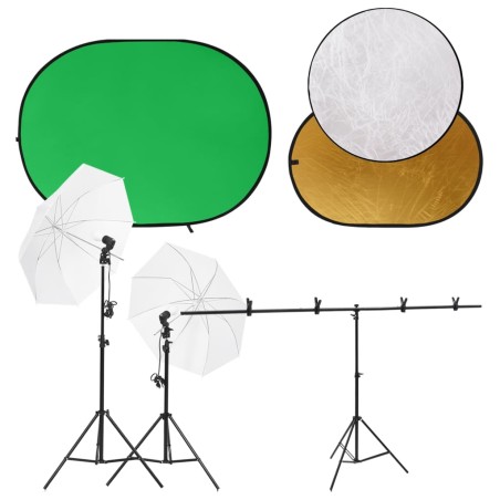 vidaXL Kit de estudio fotográfico con luces, fondo y reflector