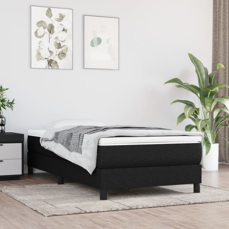 vidaXL Cama box spring con colchón tela negro 100x200 cm vidaXL Cama box spring con colchón tela negro 100x200 cm