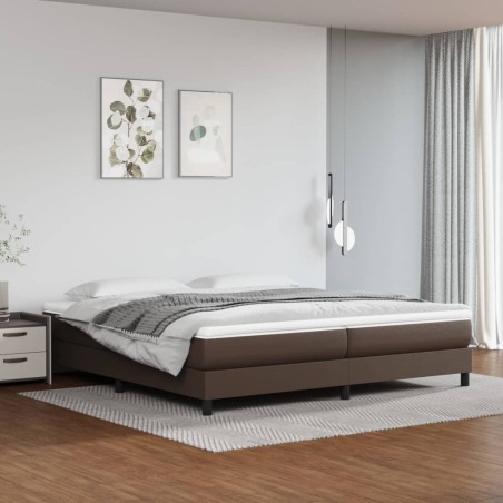 vidaXL Cama box spring con colchón cuero sintético marrón 200x200 cm