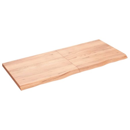 vidaXL Encimera baño madera maciza tratada marrón claro 140x60x(2-4)cm
