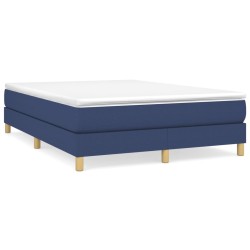 vidaXL Cama box spring con colchón tela azul 140x190 cm