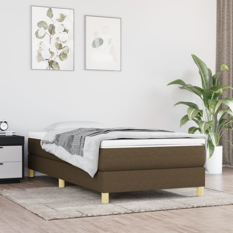 vidaXL Cama box spring con colchón tela marrón oscuro 90x190 cm vidaXL Cama box spring con colchón tela marrón oscuro 90x190 cm