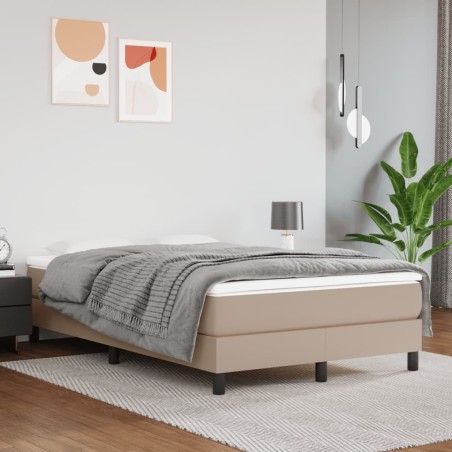 vidaXL Cama box spring con colchón cuero sintético capuchino 120x200cm