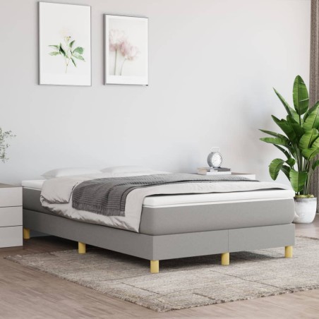 vidaXL Cama box spring con colchón tela gris claro 120x200 cm