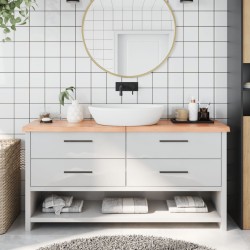 vidaXL Encimera baño madera maciza tratada marrón claro 160x30x(2-4)cm